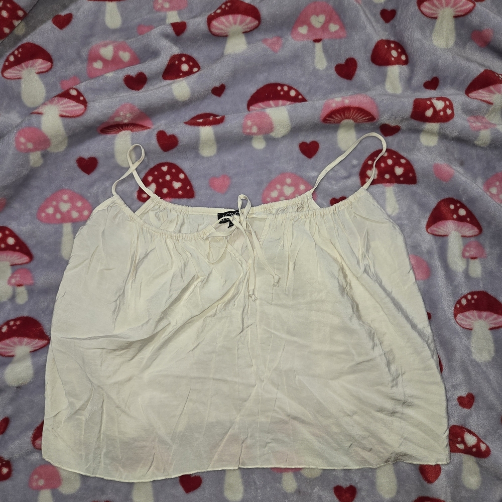 J. Crew Crinkled Tank Top Natural Cream Size Small Spaghetti Strap